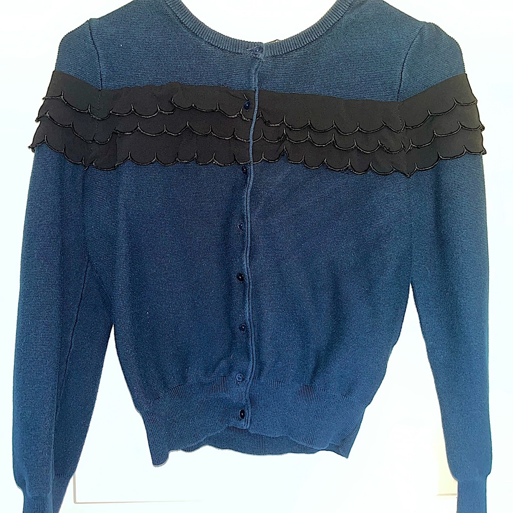 Ruffled navy cardigan (NAF NAF)